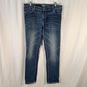Rock 47 Wrangler Jeans Women's 36 Medium Wash Blue Denim Ultra Low Rise Cotton